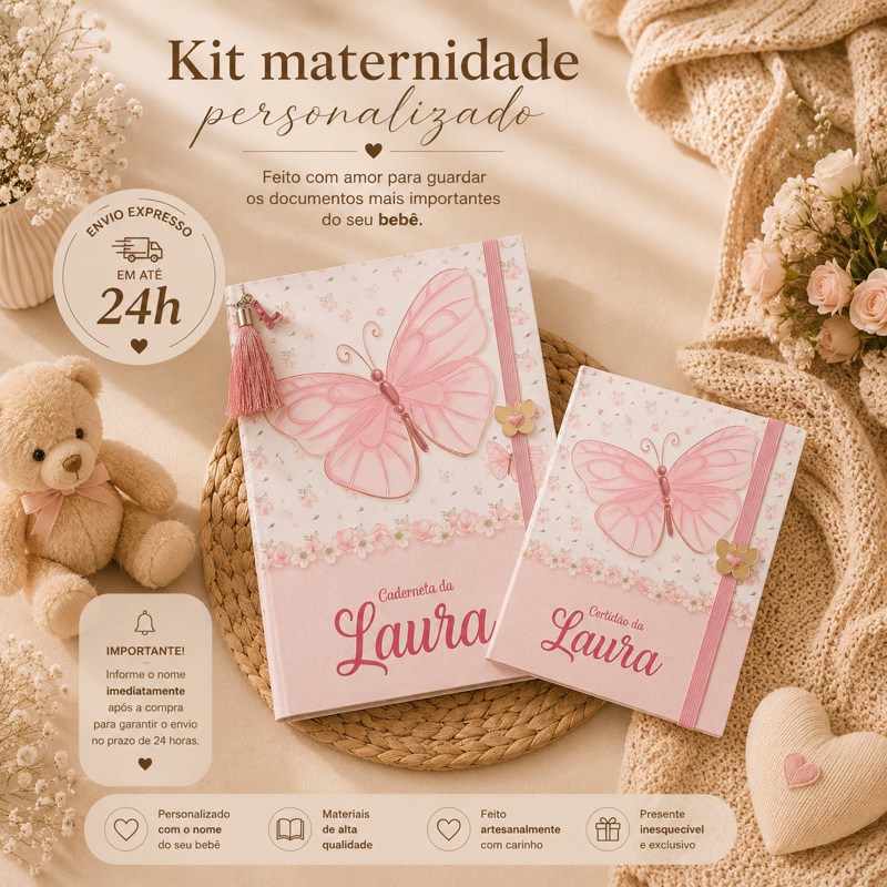 KIT capa Dura para caderneta de Vacina + Porta documentos/certidão de nascimento PEQUENA
