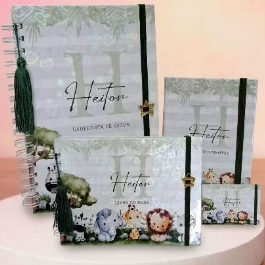 kit maternidade bebê caderneta de vacina+ livro do bebê+Porta documentos fazemos vários temas, consulte