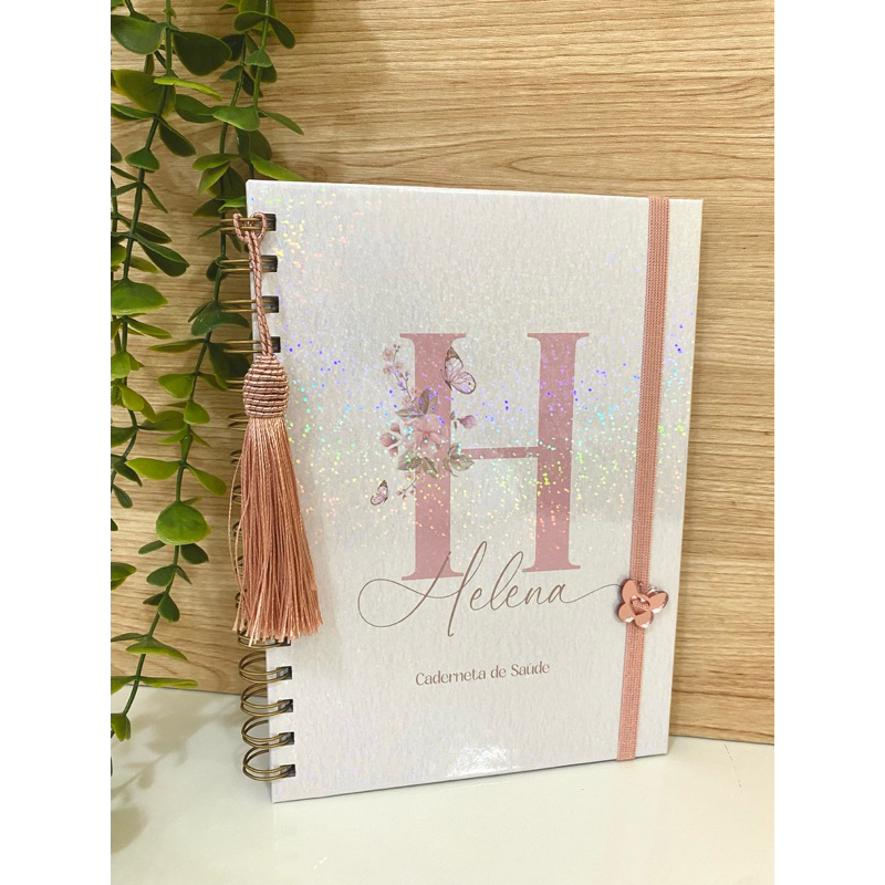 Caderneta de Vacina / Mini Porta Documentos / Livro do bebê / Pasta / Flor e Borboleta Minimalista