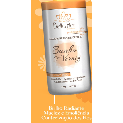 Máscara Capilar Linha Professional Bella Flor Cosméticos Banho de Verniz 1 KG