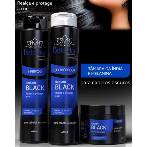 Bella Flor Cosméticos Kit Shampoo Condionador Máscara Matizador Black