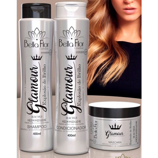 Bella Flor Cosmeticos Kit Shampoo Condionador Máscara Glamour