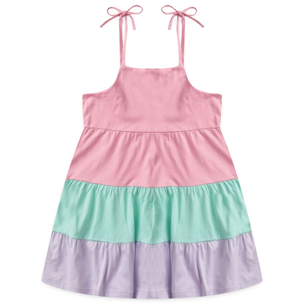 Vestido Infantil Três Marias Candy Color - Tam 1 a 10 anos.