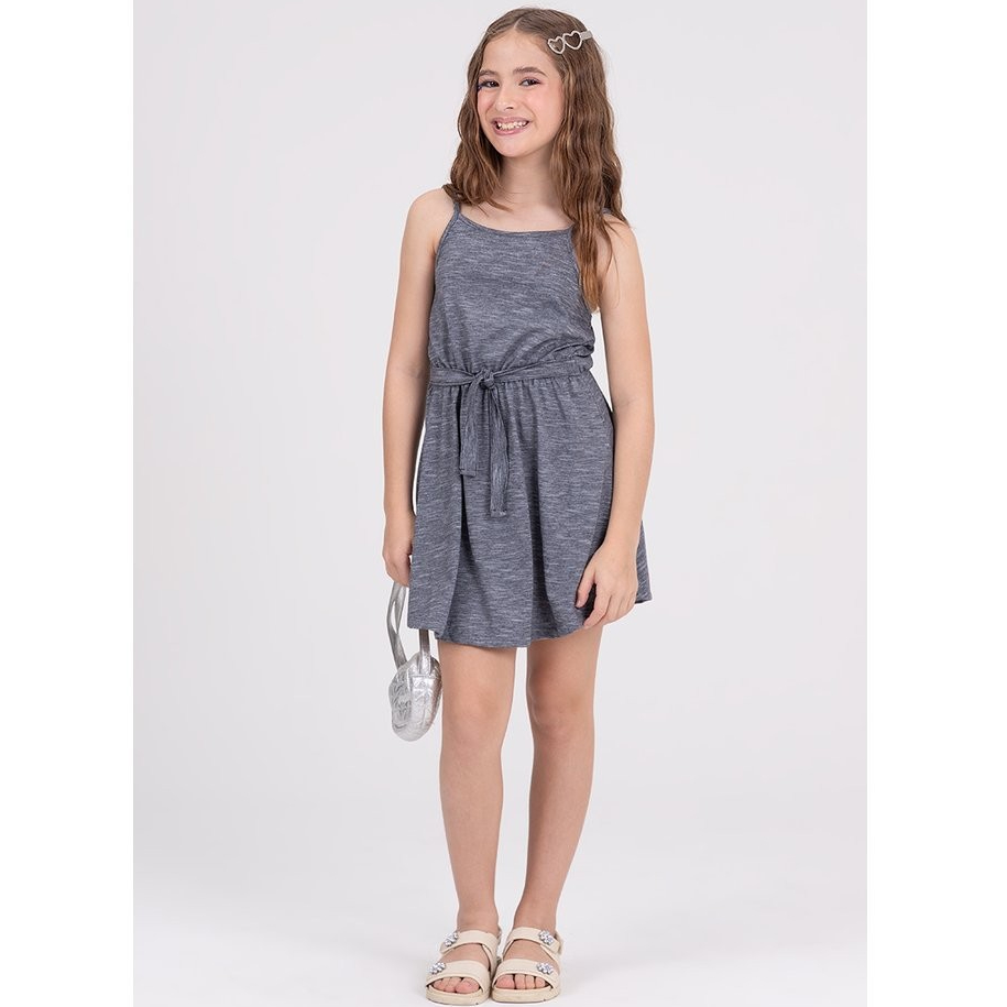 Vestido Infantil Alcinha Laço Chumbo