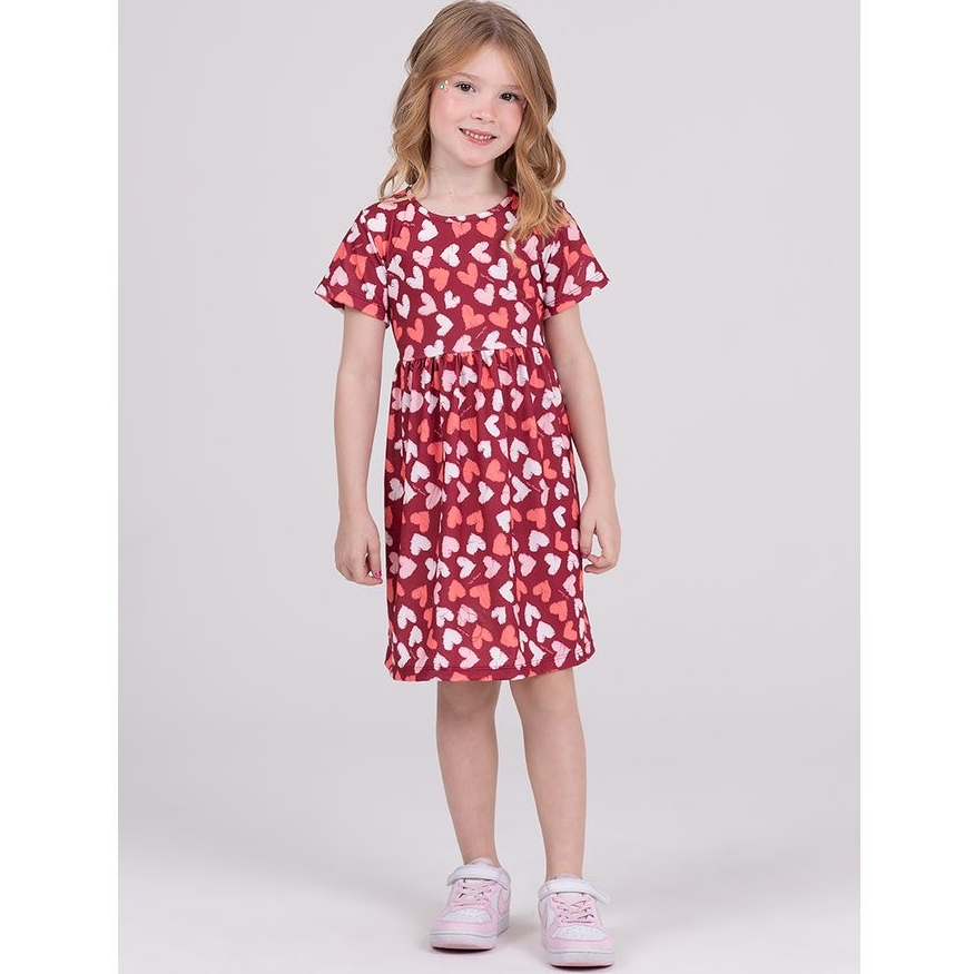 Vestido Infantil Coraçãozinhos Vermelho