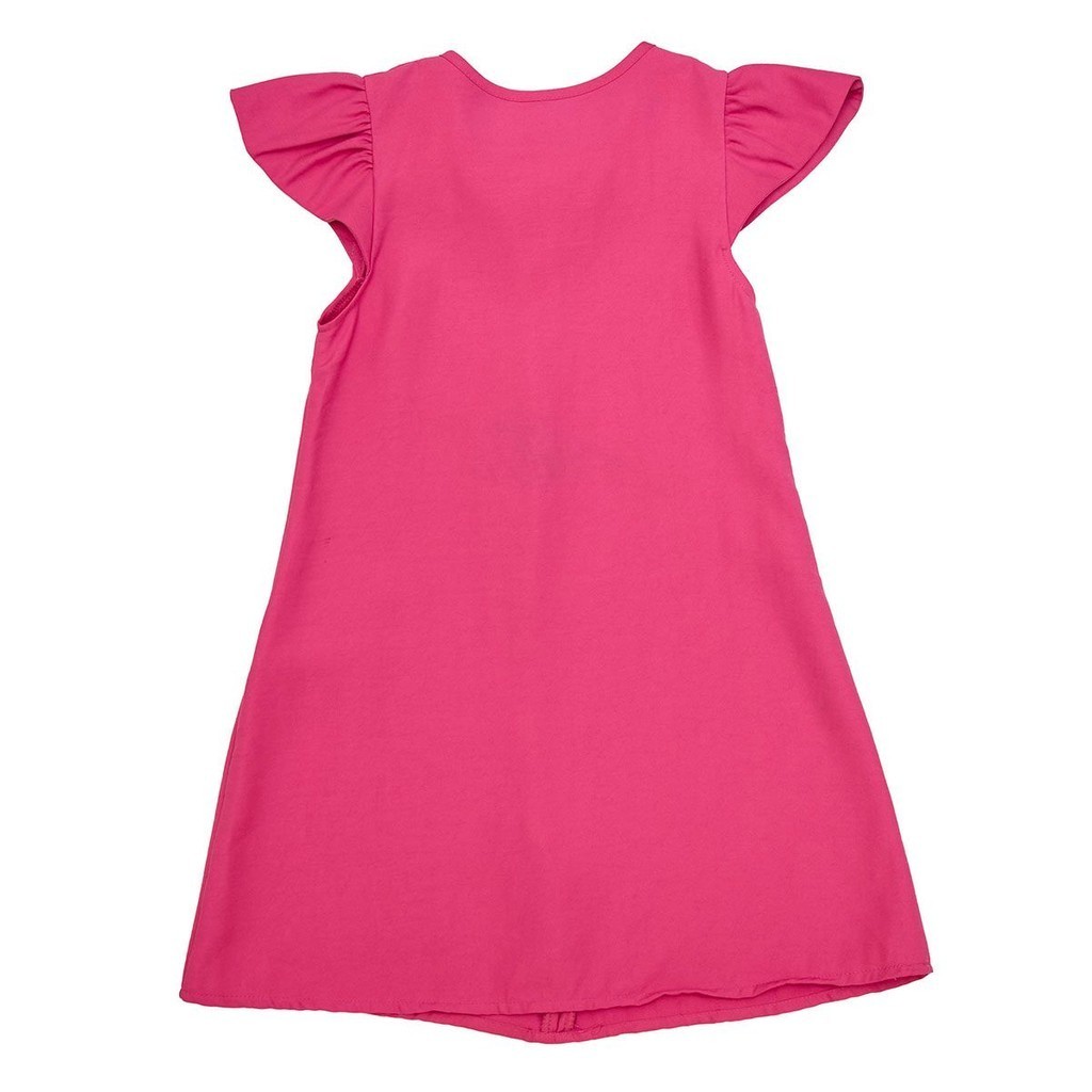 Vestido com Mangas Franzidas Liso Viscose Rosa