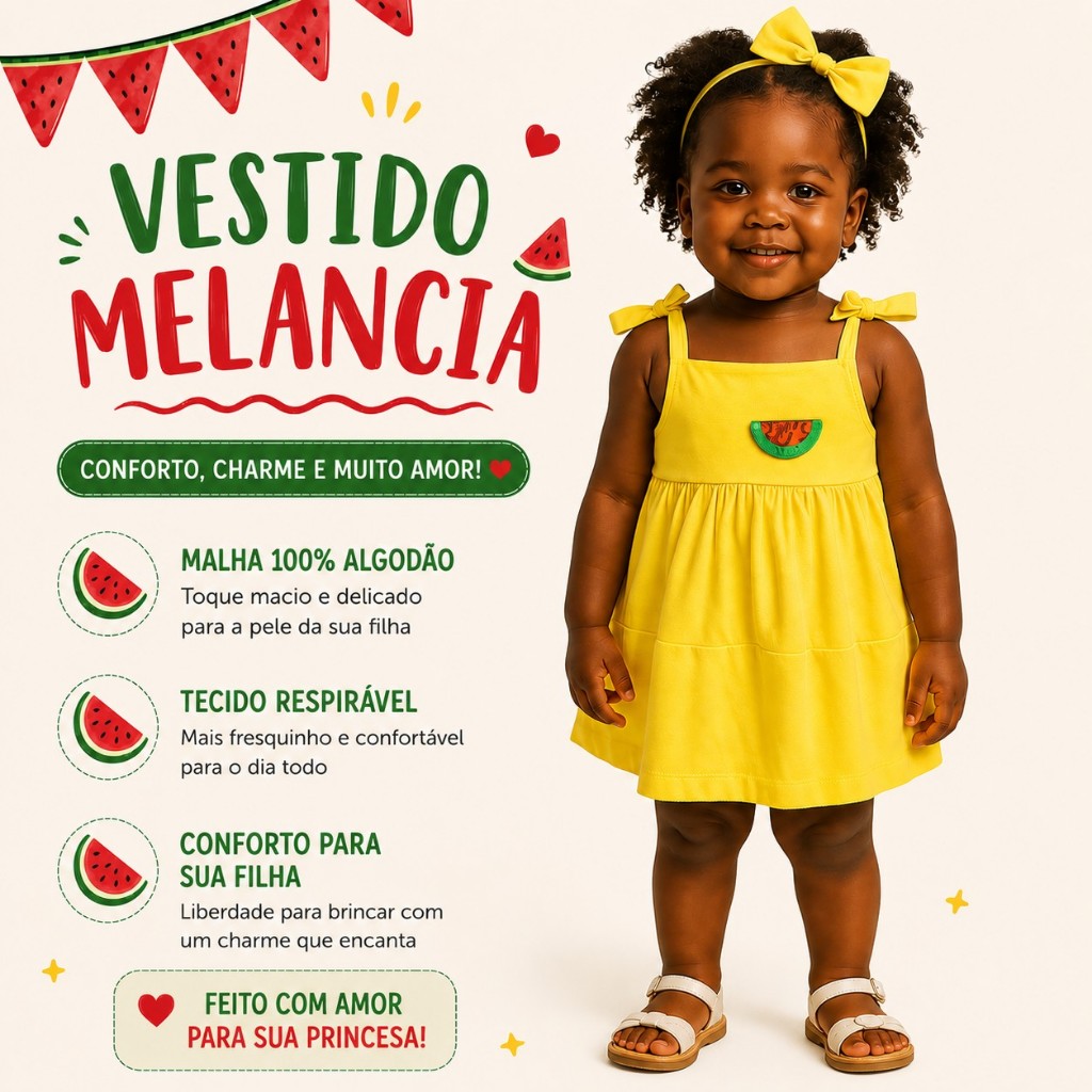 Vestido infantil de alcinha para meninas de 3 meses a 5 anos 100% algodão modelo princesa