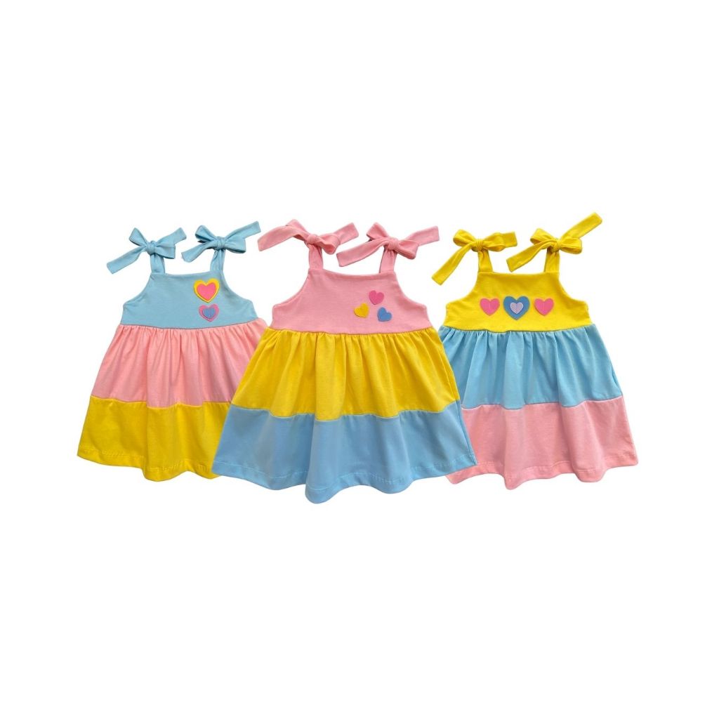 kit 3 vestidos infantil para bebê de 3 meses a meninas de 5 anos