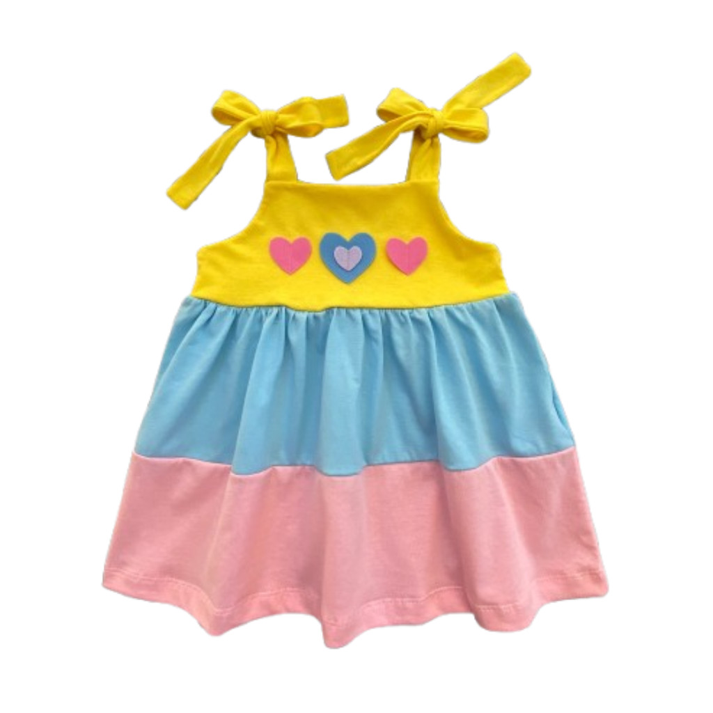 Vestidinho de alcinha 3 corações infantil bebê menina