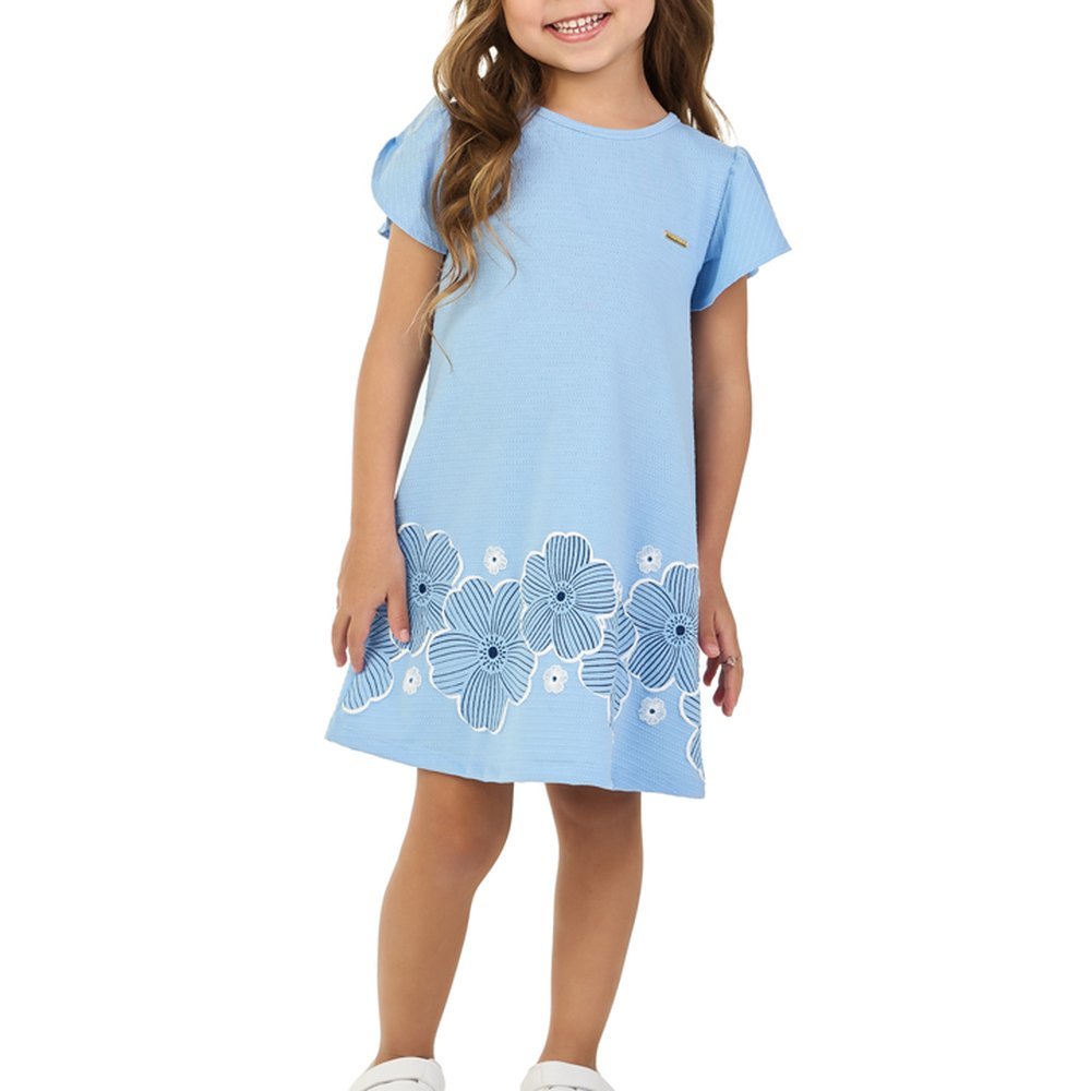 VESTIDO INFANTIL MENINA EM COTTON MAQUINETADO