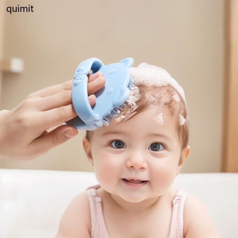 Escova Cabelo Bebê Silicone Macio QUIM Cerdas Suaves Para Massagem Infantil Couro Cabeludo E Design Ador