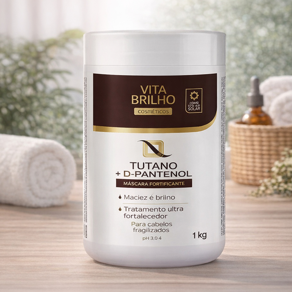 Vita Brilho Máscara Capilar Profissional Tutano + D-Pantenol 1kg Nutrição Profunda para Cabelos Secos e Danificados