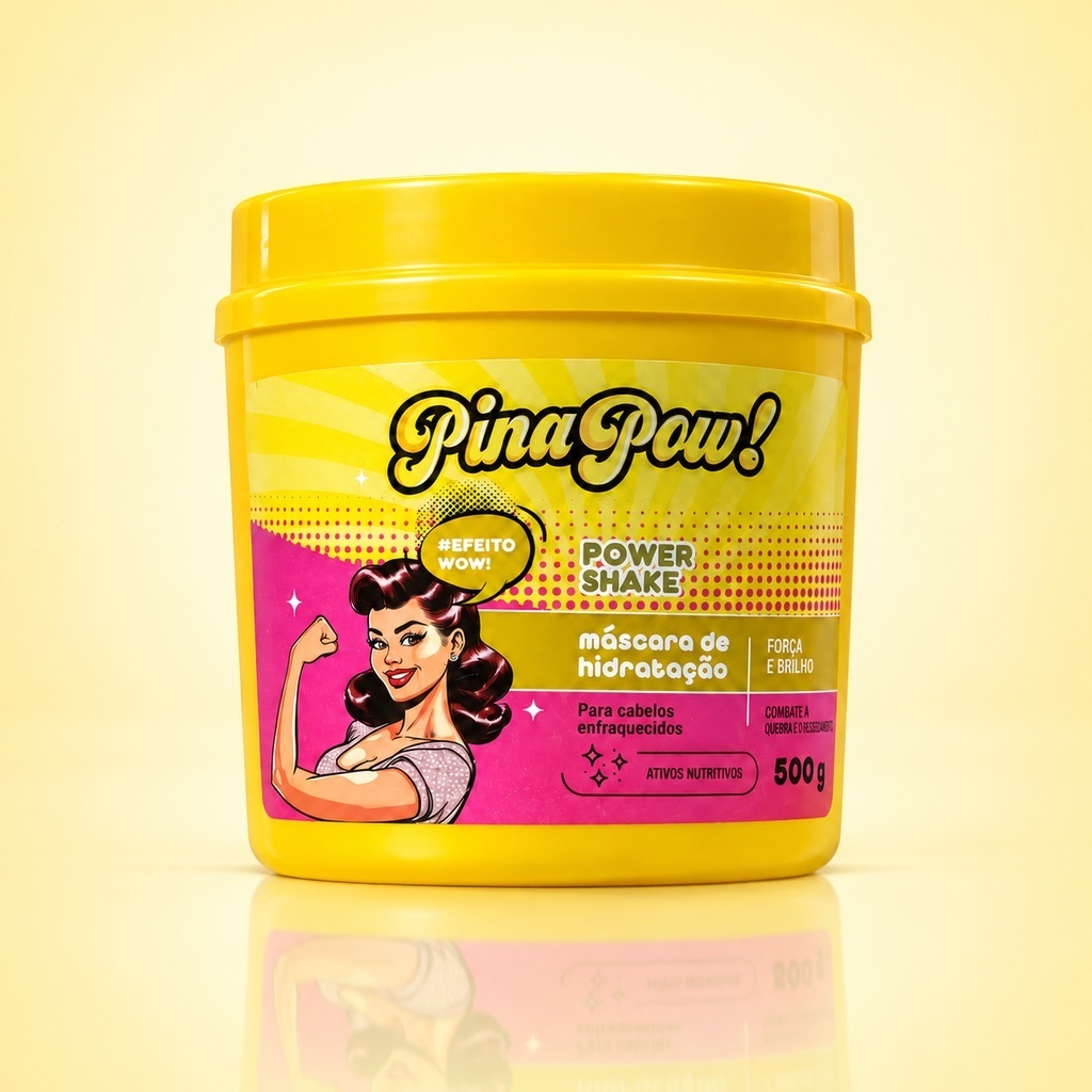 Máscara Capilar Pinapow Power Shake 500g | Hidratação Profunda Nutrição Força Reparação Brilho Para Cabelos Danificados