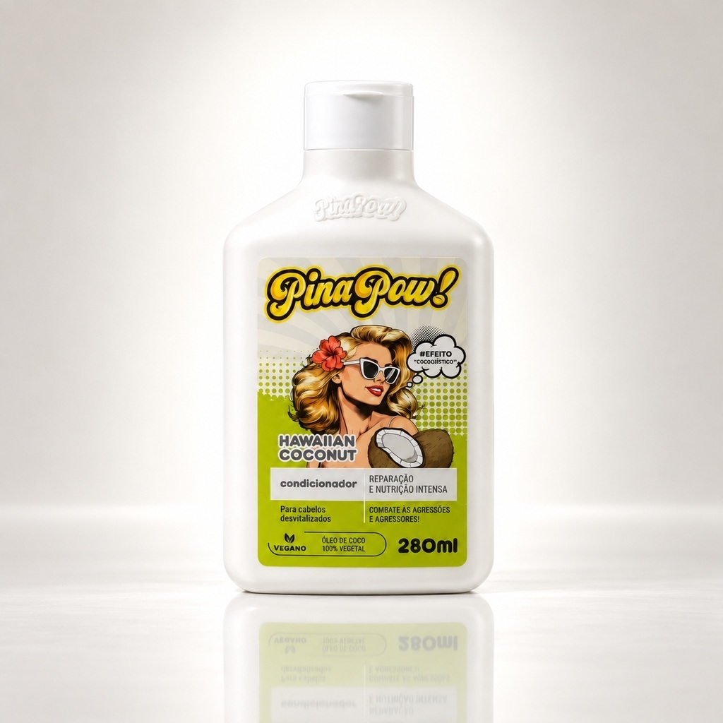 Condicionador PinaPow Hawaiian Coconut 280ml | Hidratação Profunda | Óleo de Coco, Maciez, Nutrição e Brilho