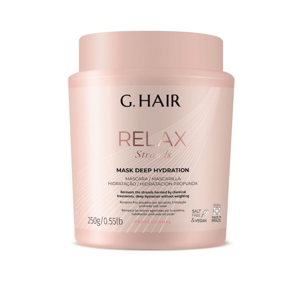 Máscara G.Hair Inoar Relax Strands 250g – Hidratação Profunda Reduz Frizz e Volume – Maciez e Brilho