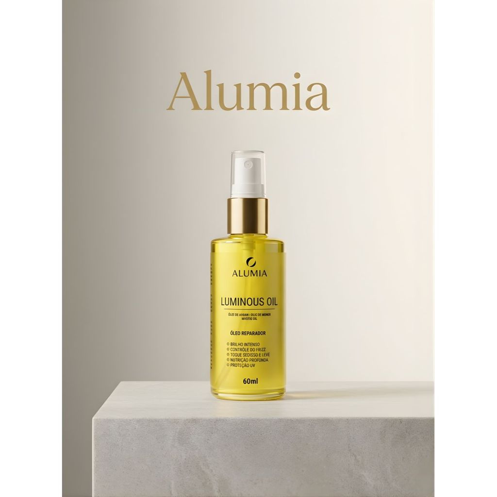 Óleo de Argan 60ml Alumia Luminous Oil – Brilho Intenso, Anti Frizz, Nutrição Profunda e Proteção UV