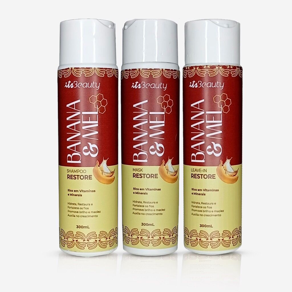 Kit Banana & Mel para Cabelos Secos – Nutrição Profunda, Brilho e Anti-Frizz (3 Itens)