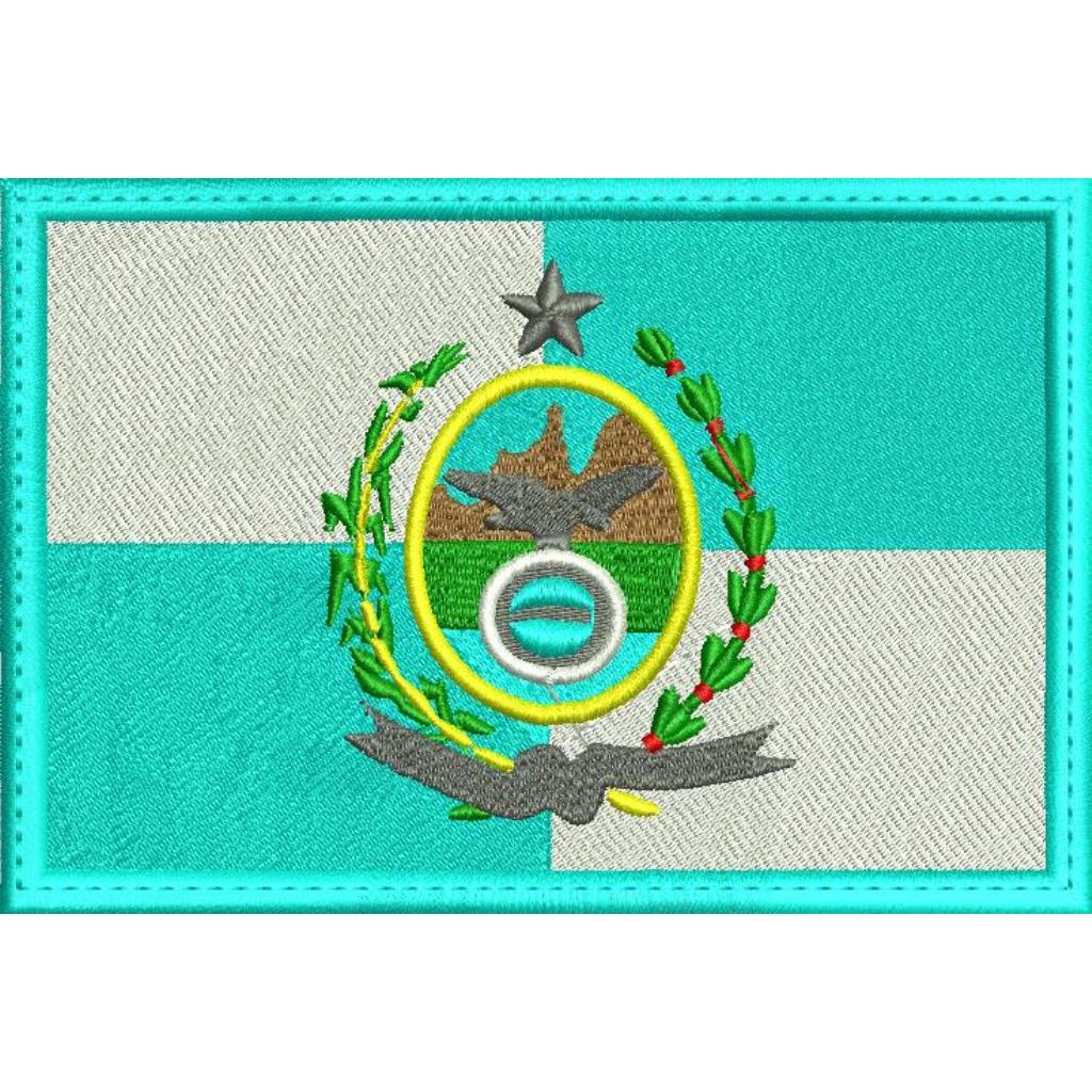 PATCH BORDADO 8x5,5 cm 9 bandeira Rio de Janeiro, São Paulo, Paraná, Rio Grande do Sul, Santa Catarina, Brasil, ISrael, Uruguai e Israel com carrapicho para costurar ou termocolante.