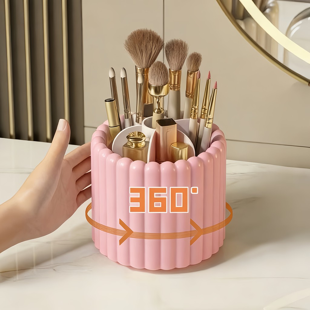 Tubo de armazenamento de pincel de maquiagem giratório de 360 graus Compartimento de mesa Caixa de armazenamento de cosm