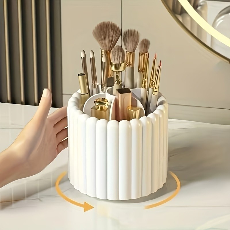 Tubo de armazenamento de pincel de maquiagem giratório de 360 graus Compartimento de mesa Caixa de armazenamento de cosm
