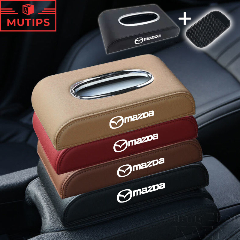 Mazda Couro Carro Caixa De Tecido Titular Moda Suporte Toalha Papel Simples Armazenamento Para 3 2 CX30 CX3 CX5 CX8 Mazd