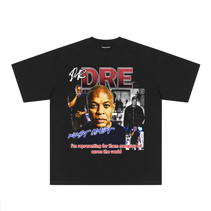 Music.Soul Camiseta Unissex Dr Dre West Coast Hip Hop Vintage Algodão Largo Confortável Estilosa Retrô Casual