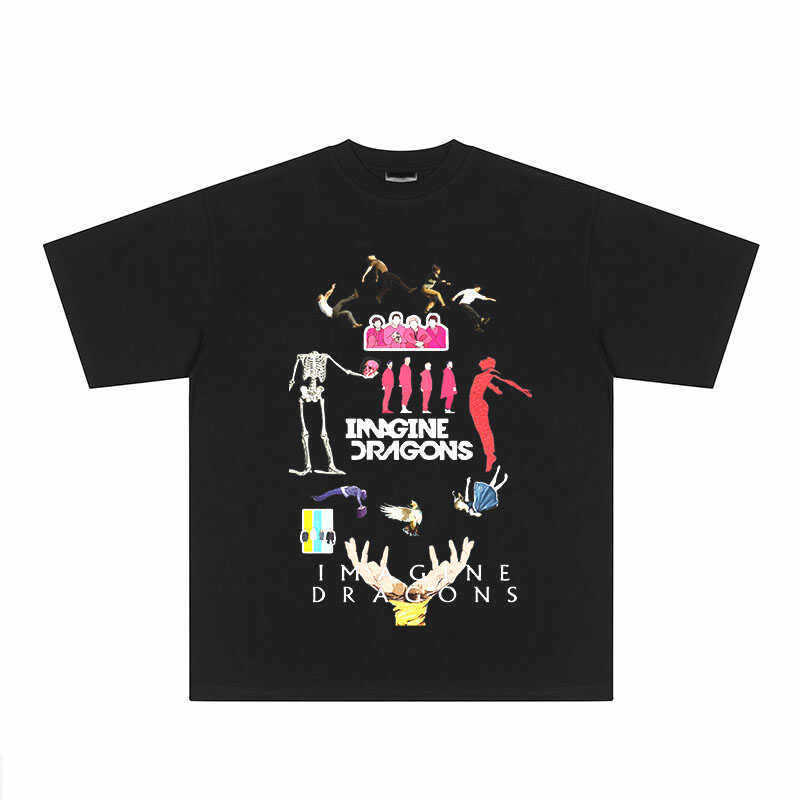 Music.Soul Camiseta Unissex Imagine Dragons  Rock Americano Algodão Largo Vintage Confortável Estilosa Moderna Casual