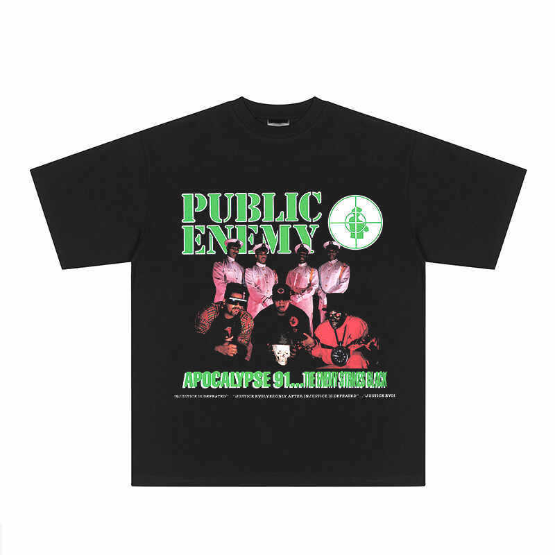 Public Enemy Camiseta Unissex Rap Hip Hop Americana Retrô Algodão Largo Estampada Confortável Estilosa Vintage