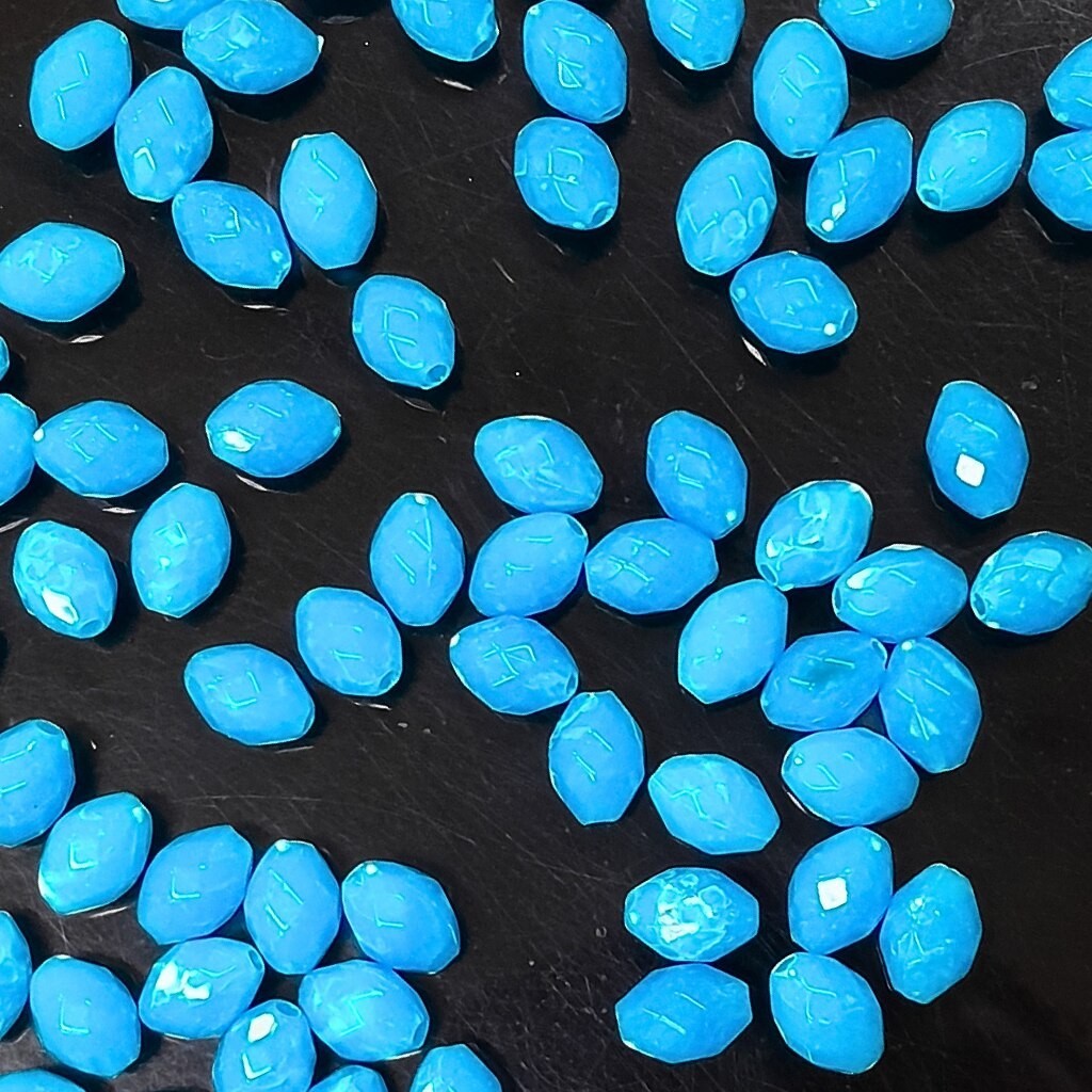 Conta Sextavada Oval 9x12mm Azul Claro Opal 250g