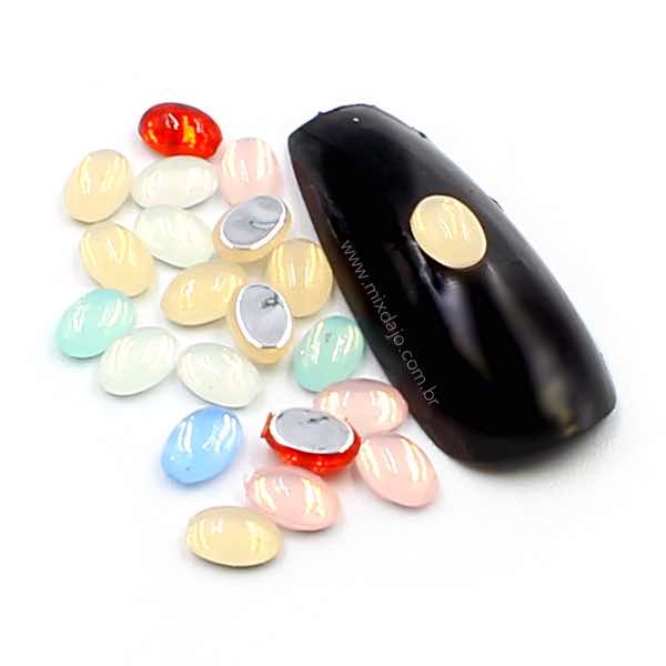 OVAL DA LUA 4 X 8MM 50 PECAS - OPAL PARA DECORAÇÃO DE UNHAS