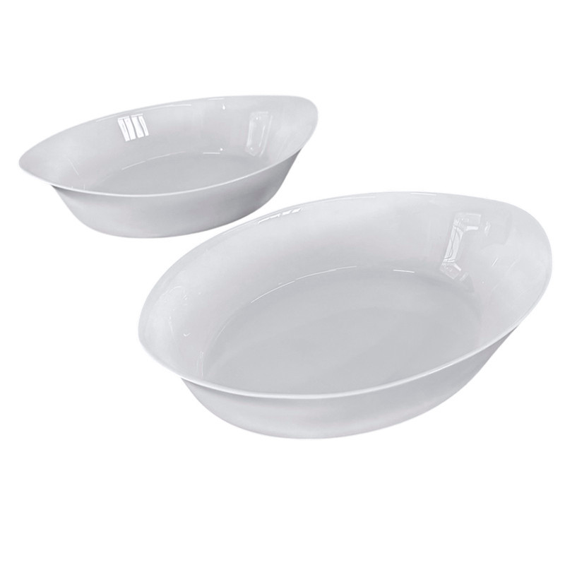 Kit 2 Assadeiras Travessas Tigelas De Vidro Opaline Oval Golden Opal