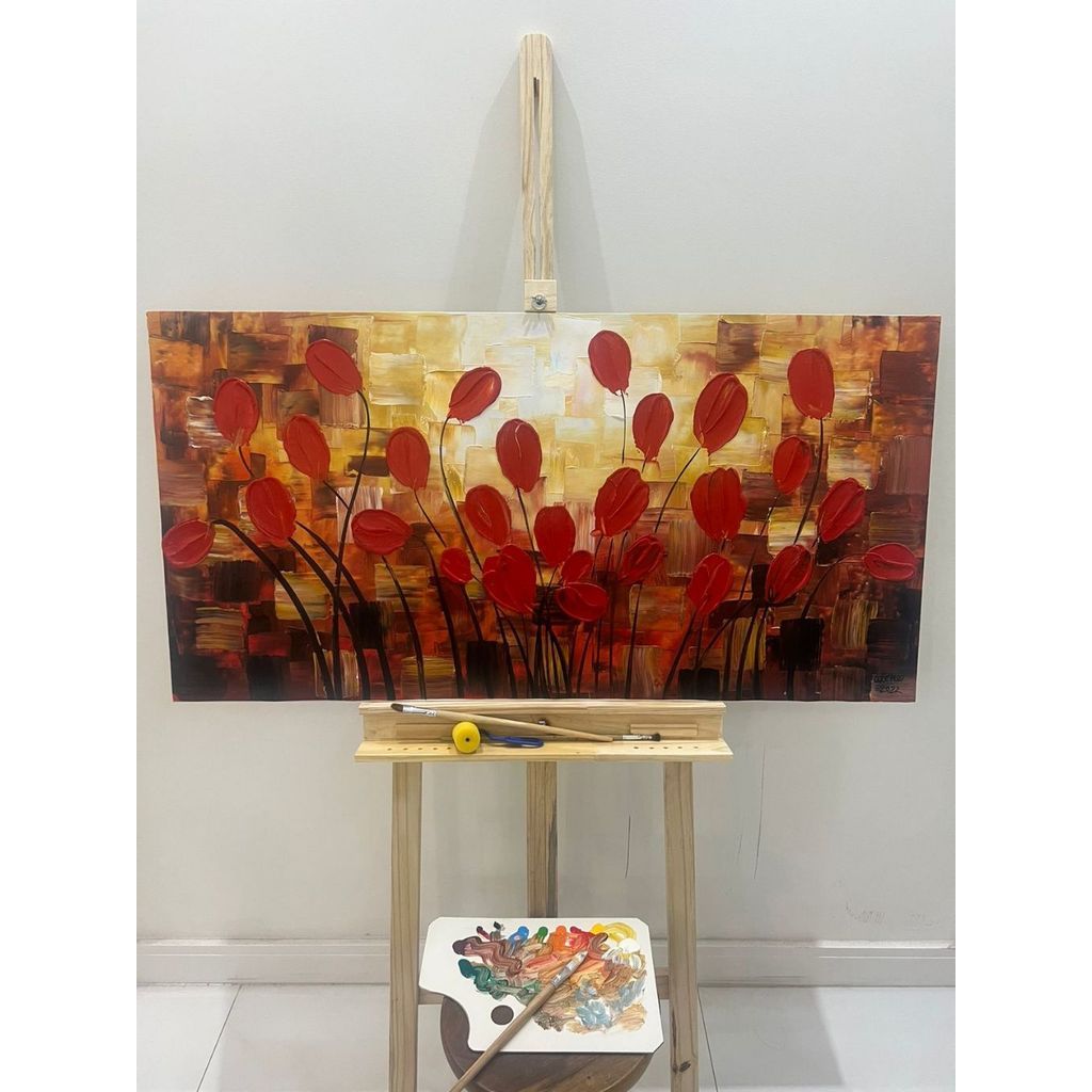 Quadro Decorativo Pintura Óleo à Mão 52x103cm Sala Quarto Escritório Arte Moderna Elegante Presente
