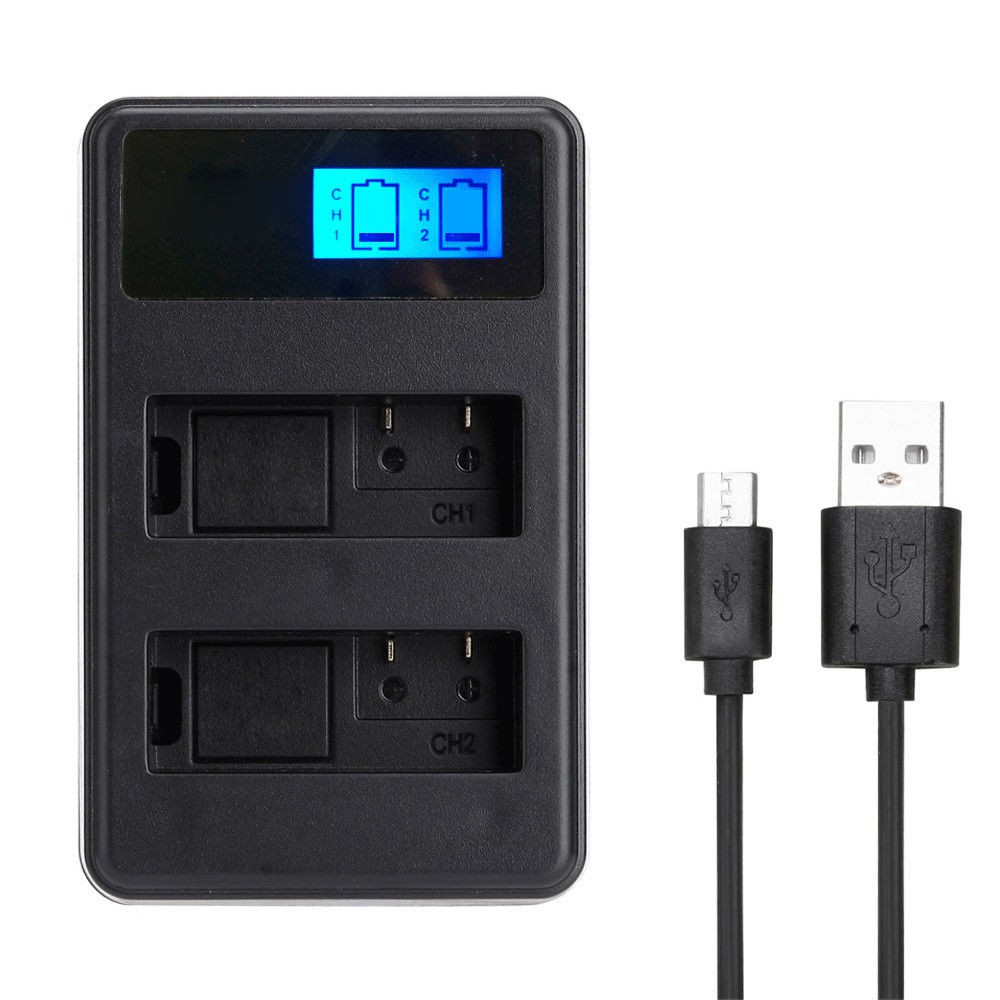 Carregador De Bateria Duplo Com Display LCD NP-FW50 Para Câmera Sony A6500 A6300 A6000 A7r