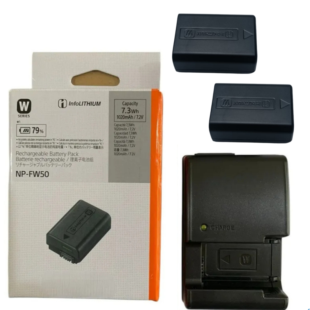 Kit 2 Baterias Np-fw50 e Carregador Duplo A6500 A7s2 A6000