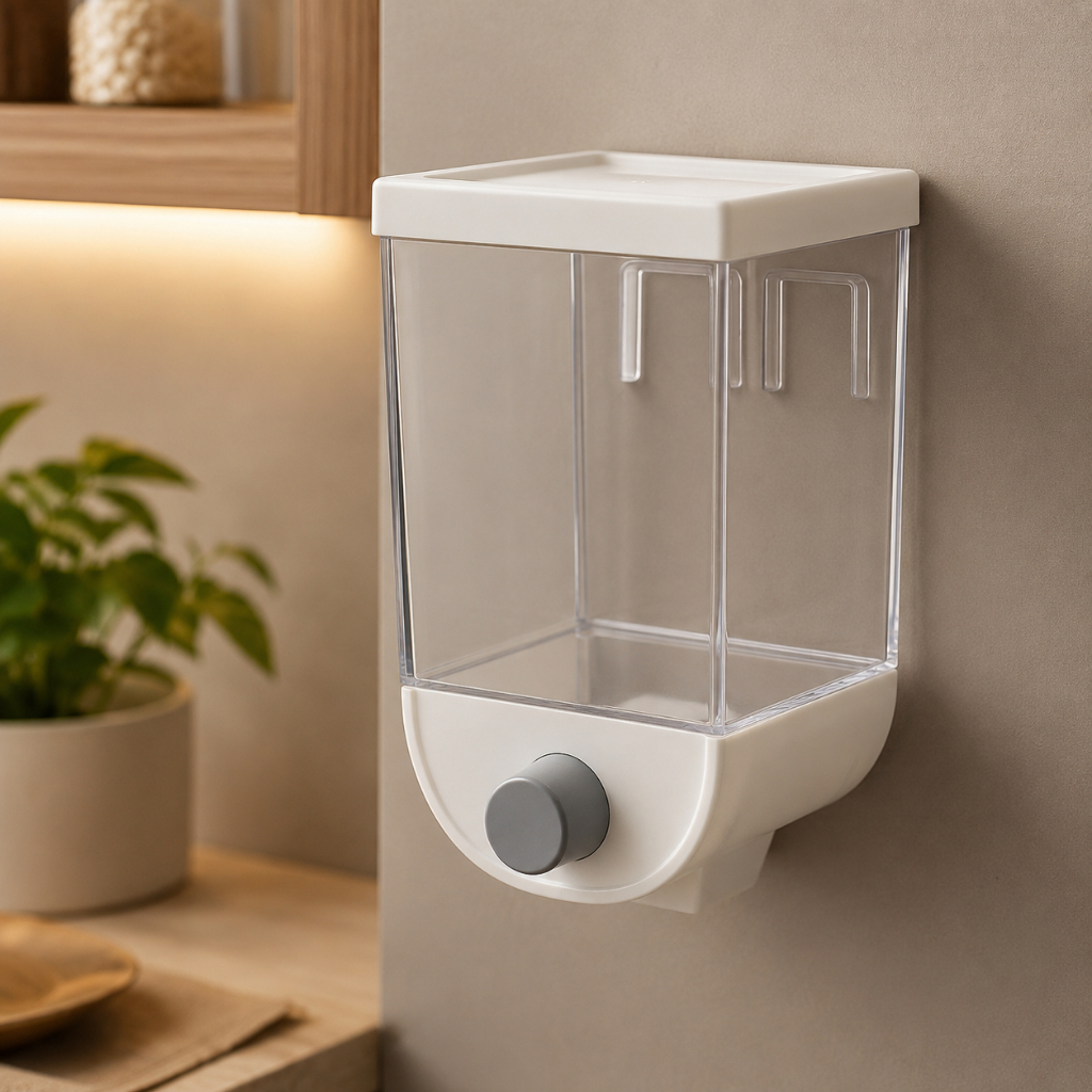 Dispenser Suspenso 1000ml Organizador Grãos Cereais Arroz Feijão Dosador Parede Cozinha Mantimentos