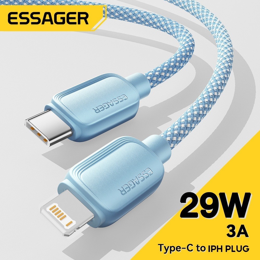 Essa Essager PD 29W Tipo C Para Cabo USBC Macaron-L 14 13 12 11 Pro Max Xs Plus Fio 27W 20W Carregamento Rápido De Dados