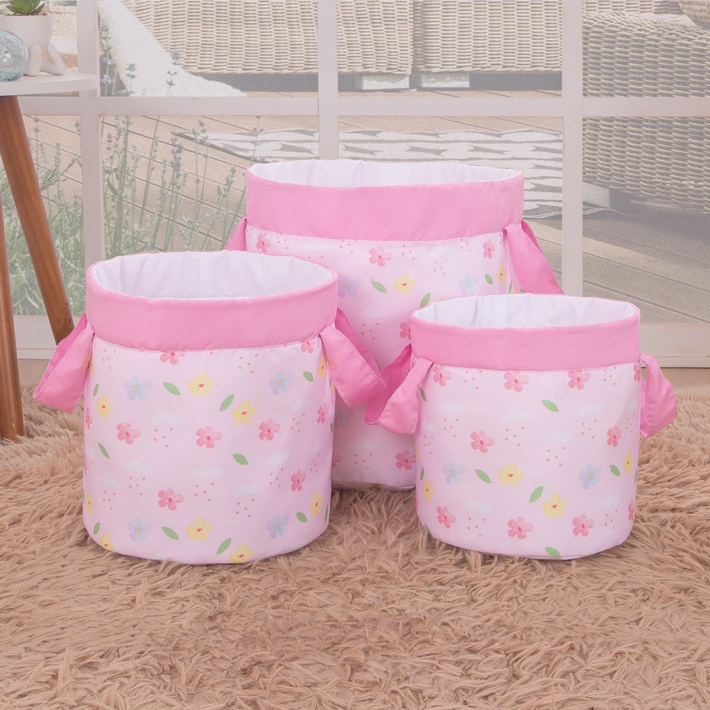 Cesto Organizador De Brinquedos Quarto Infantil Menina 3 Peças Varias Estampas