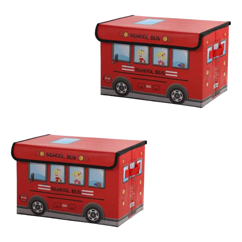 kit 2 organizador infantil onibus dobravel para menino e menina multiuso para brinquedos roupas