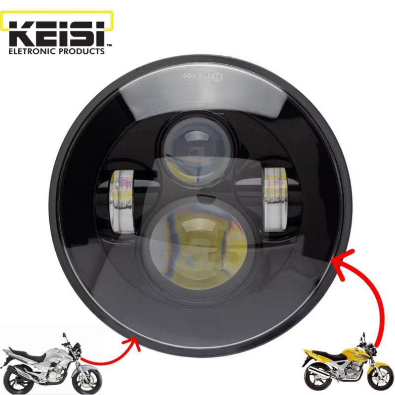 Farol LED Angel Eyes Keisi H4 CBX 250 2001/2008 Fazer 250 YBR 125 2000/2012 L10 5000K 12V