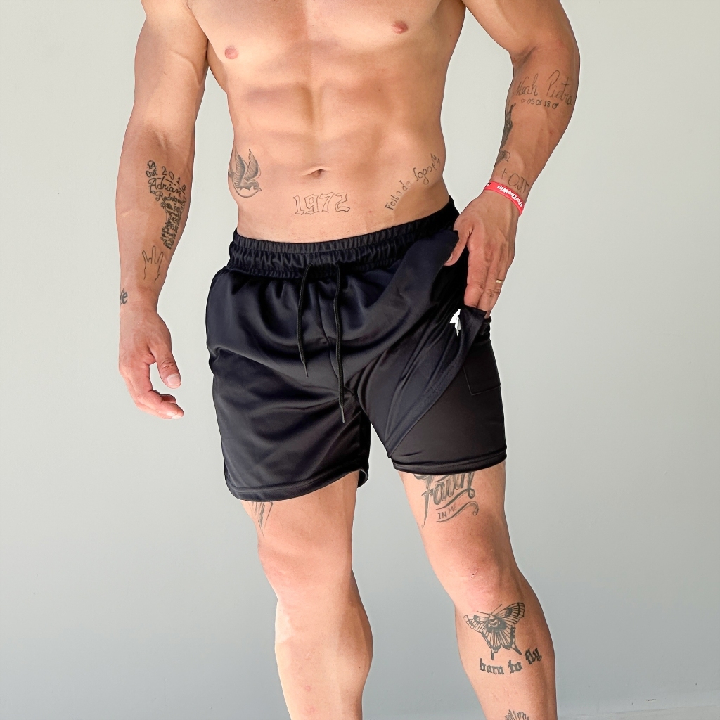 Bermuda Masculina 2 em 1 Spartan Forro