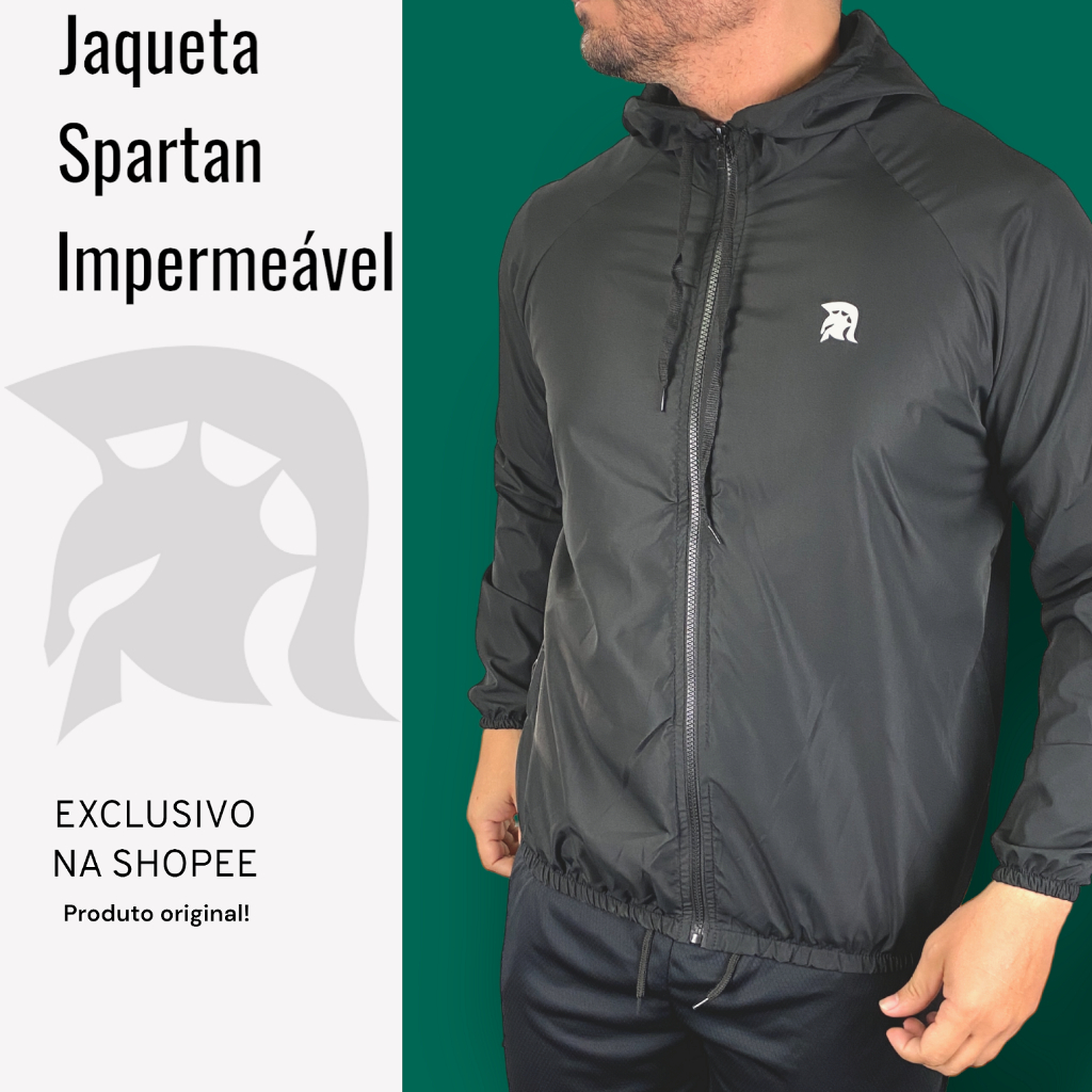 Jaqueta Masculina Corta Vento Treino Impermeável Spartan Forro no Capuz