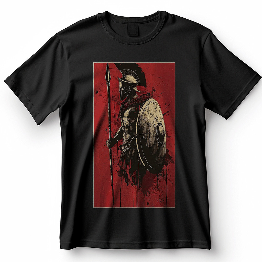 Camiseta Spartan Soldado Grego Antigo Escudo Lança Blusa Camisa 100% Algodão