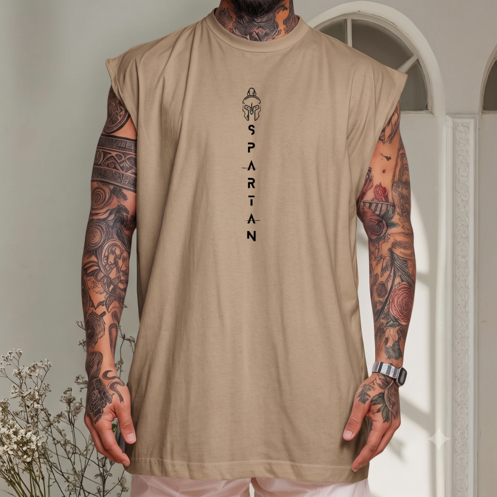 Regata Machão Masculina Spartan 100% Algodão 30.1 Oversized Estampada Casual P ao G1