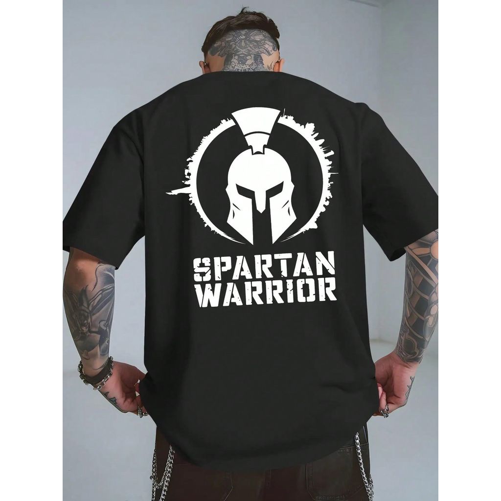 Camiseta Spartan Warrior Unissex Estampa Guerreiro Camisa Preta Streetwear