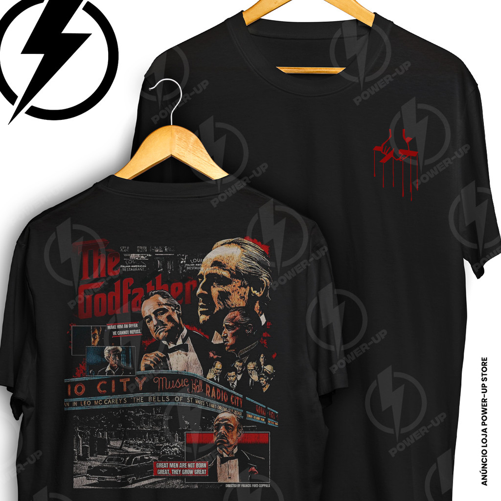 Camiseta O Poderoso Chefão The Godfather Vito Corleone Frente E Verso Blusa Camisa 100% Algodão