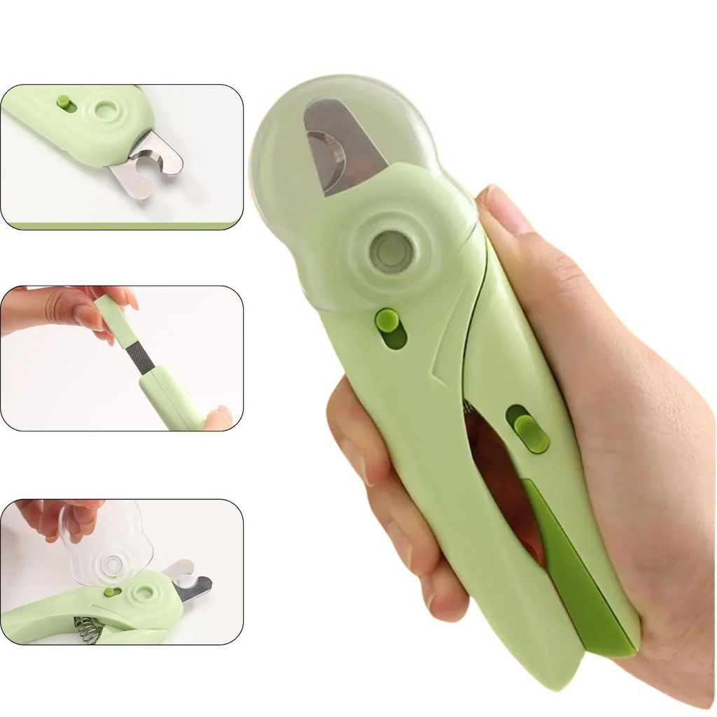 Cortador de Unha Pet Luz LED Lixa Embutida Trava de Segurança Alicate Profissional Cachorro Gato Pequeno e Médio Porte