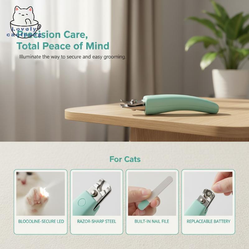 lovelycactushg Cortador De Unhas Profissional LED Para Animais De Estimação Com Lixa De Unha Embutida Portátil Viagens ,