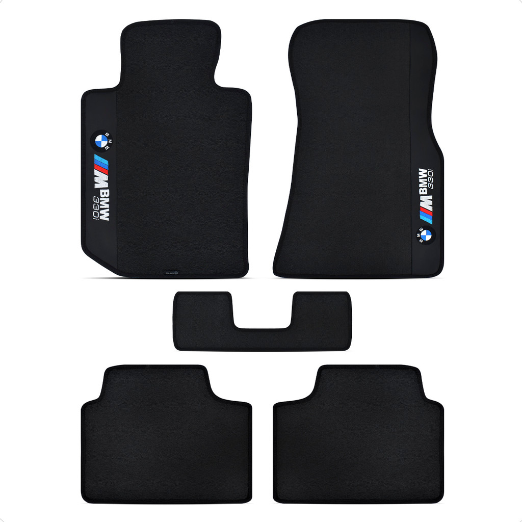 Jogo Tapete de Borracha 5 Peças Preto BMW 330i Serie M 2020 2021 2022 2023 2024 2025 2026 Impermeavel Antiderrapante