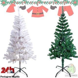 Arvore De Natal Verde Branca 320 Galhos pé de Metal 1,80 metros 180cm Pinheiro de Natal