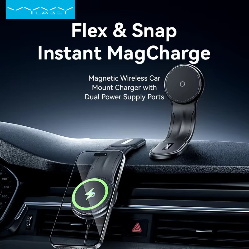 Suporte Magnético Do Telefone Carro Montar Estilo Adesivo Painel Ajustável Magsafe Para iPhone 12-17 15W Carregamento Rá
